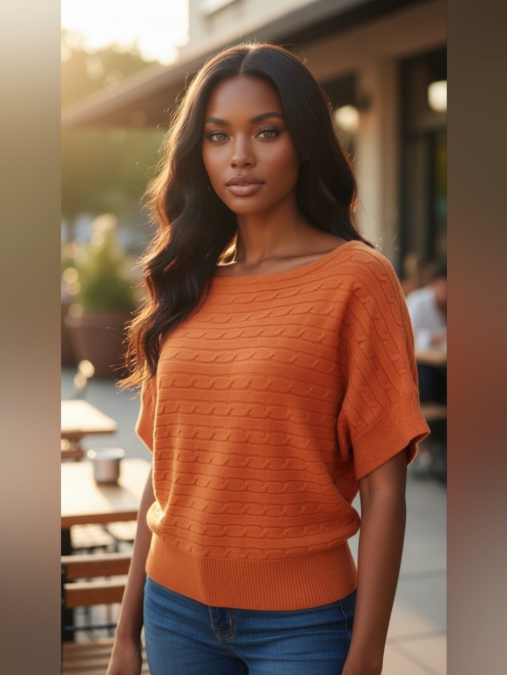 Ralph Lauren Sport XL Orange Textured Knit Boat Neck Sweater